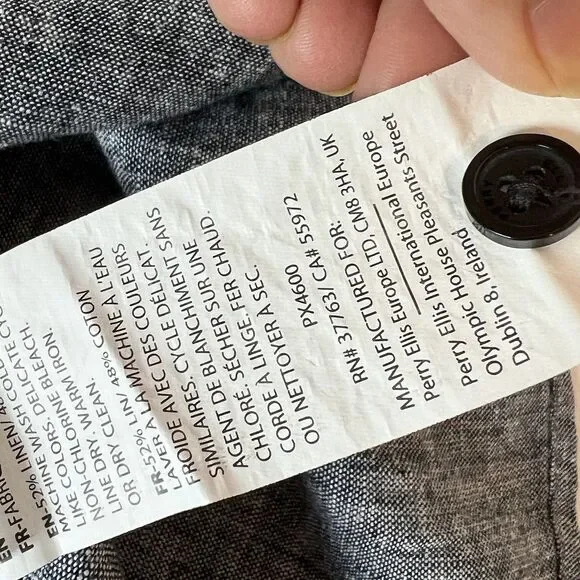 Perry Ellis Shirt Mens XL Blue Dark Sapphire Linen Blend Short Sleeve Button Up - Picture 7 of 12